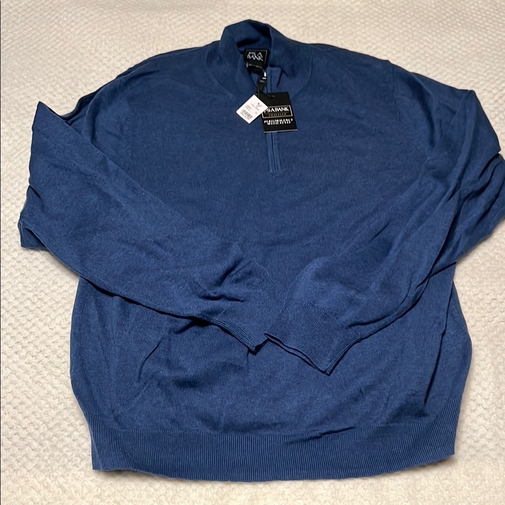 Jos A. Bank Blue Quarter Zip Sweater